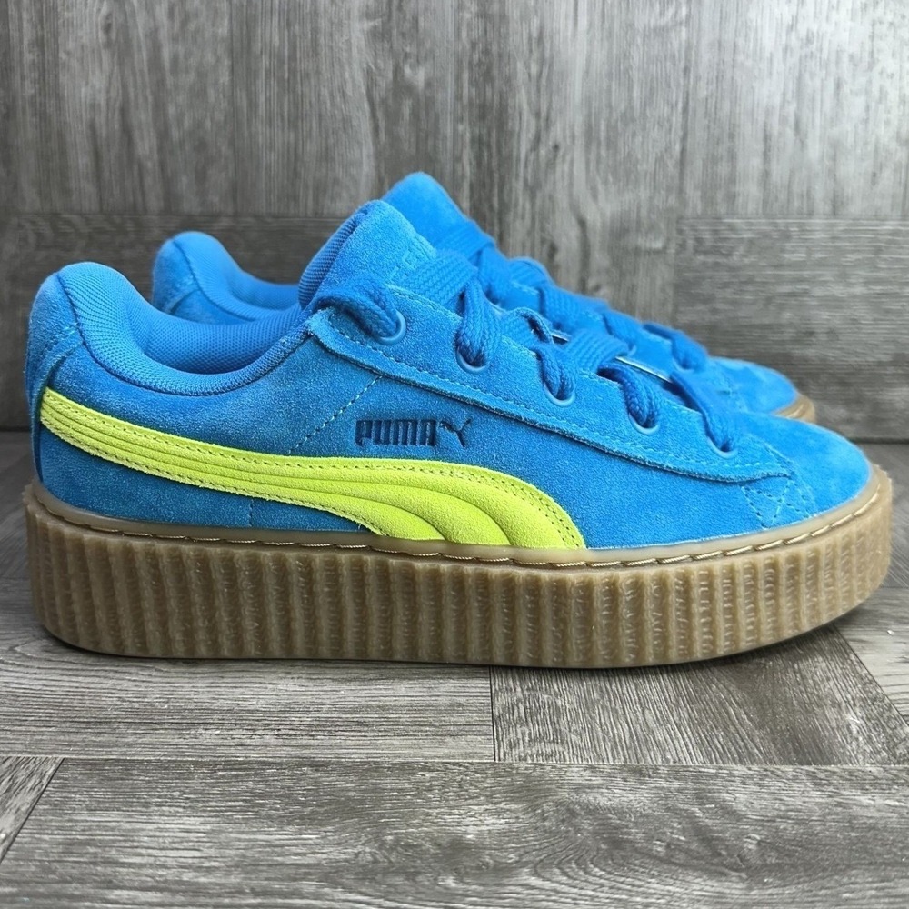 Puma Fenty Creeper Kids 5.5 Blue Suede Lime Green Platform NEW